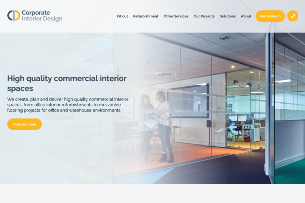 Bespoke website design for fit out company Corporate Interior Design