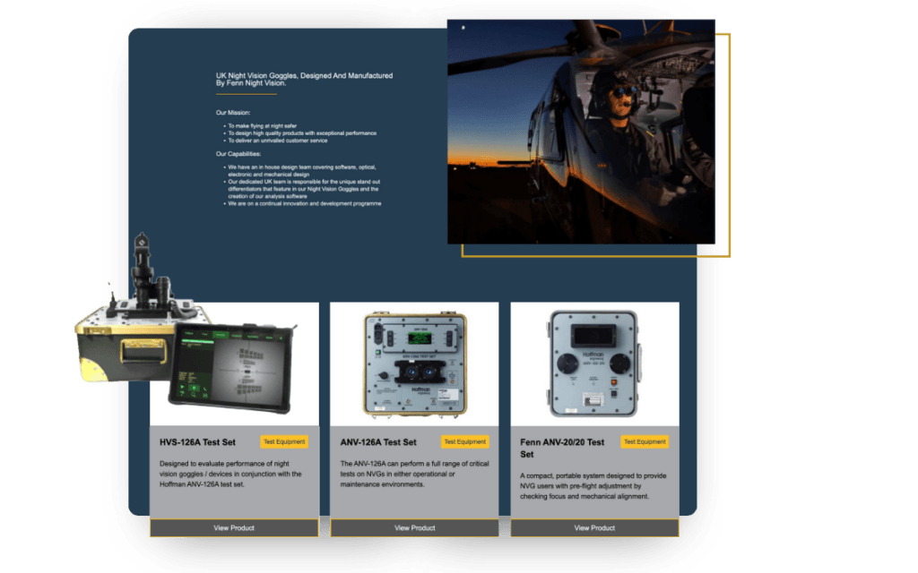 Fenn Night Vision Bespoke Website Design